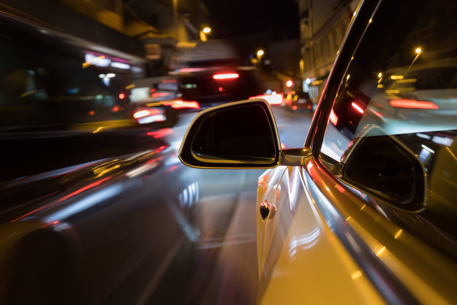 Night driving with light trails