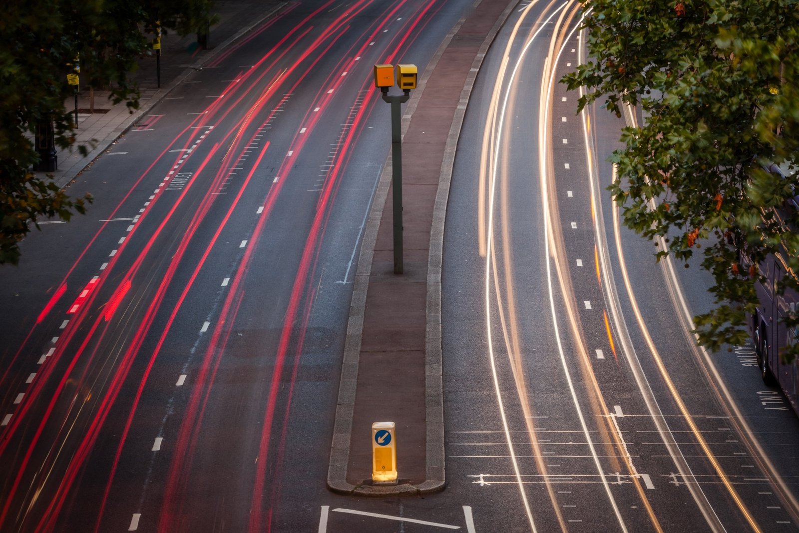 Evening city road lights