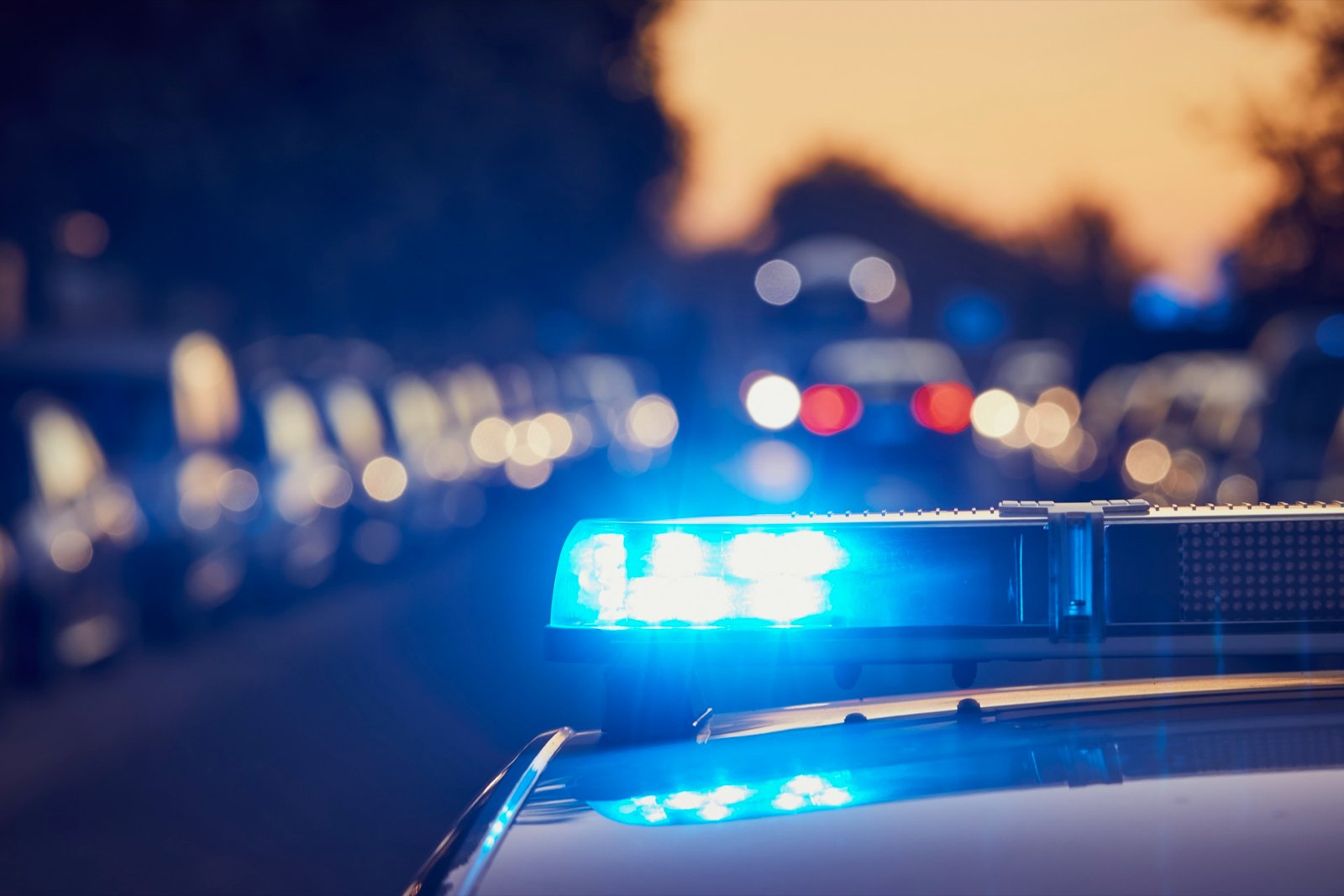 Police lights at night on an Alberta street